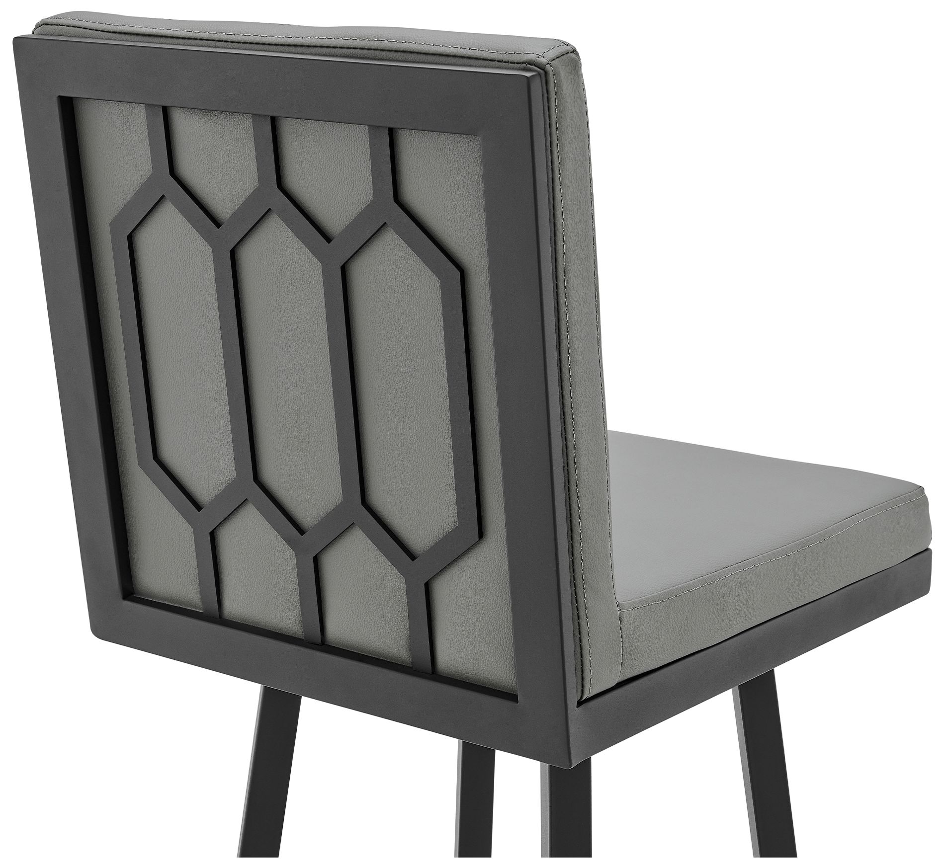 Image 6 Rochester 30 in. Swivel Barstool in Black Powder Coated, Gray Faux Leather more views