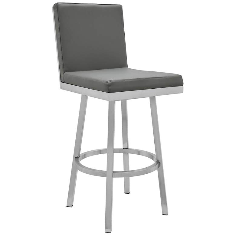 Image 1 Rochester 30 in. Swivel Barstool in Brushed Stainless Steel, Gray