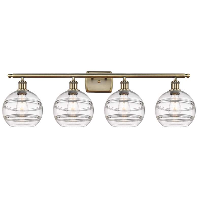 Image 1 Rochester 35.88"W 4-Light Polished Nickel Bath Light w/ Smoke Shade