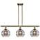 Rochester 36"W 3-Light Antique Brass Stem Island Light w/ 8" Smok