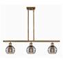 Rochester 36"W 3-Light Brushed Brass Stem Island Light w/ 6" Smok