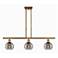 Rochester 36"W 3-Light Brushed Brass Stem Island Light w/ 6" Smok