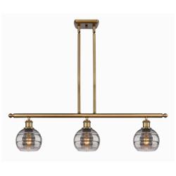 Rochester 36"W 3-Light Brushed Brass Stem Island Light w/ 6" Smok