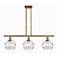 Rochester 36"W 3-Light Brushed Brass Stem Island Light w/ 8" Clea