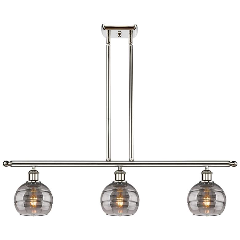 Image 1 Rochester 36"W 3-Light Polished Nickel Stem Island Light w/ 6" Sm