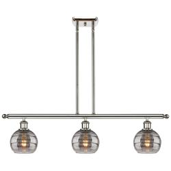 Rochester 36"W 3-Light Polished Nickel Stem Island Light w/ 6" Sm