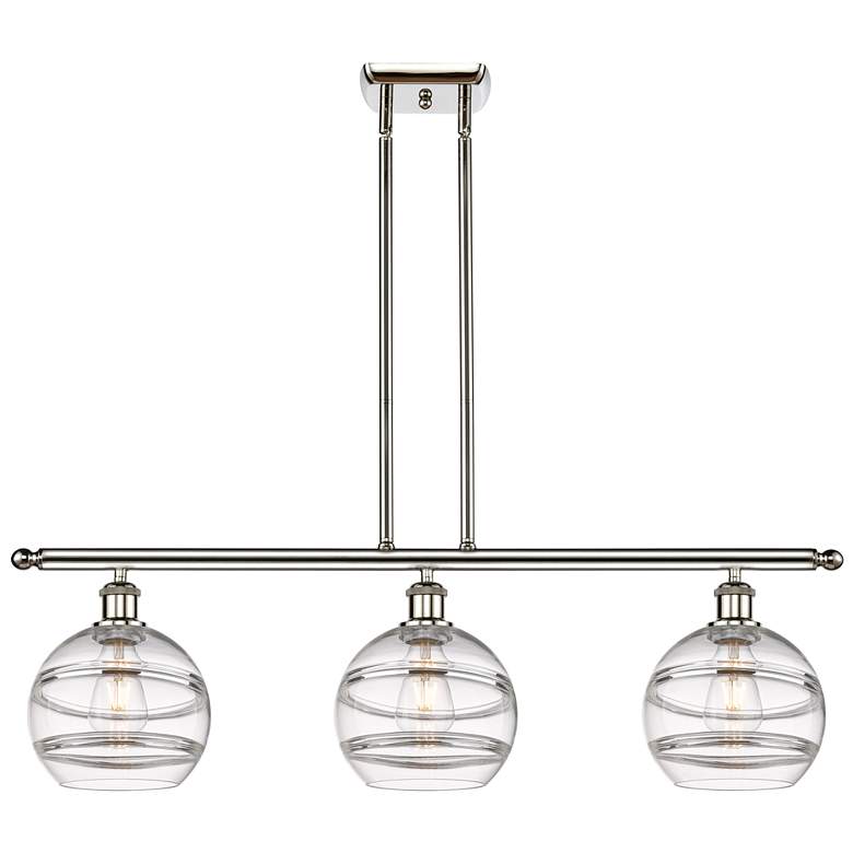 Image 1 Rochester 36"W 3-Light Polished Nickel Stem Island Light w/ 8" Cl