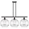 Rochester 38.5"W 3-Light Oiled Bronze Stem Island Light w/ Clear Shade