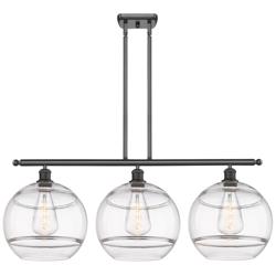 Rochester 38.5"W 3-Light Oiled Bronze Stem Island Light w/ Clear Shade