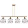 Rochester 48.25"W 4-Light Brushed Brass Stem Island Light w/ Clear Sha
