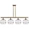 Rochester 48.25"W 4-Light Brushed Brass Stem Island Light w/ Clear Sha