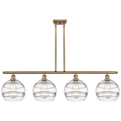 Rochester 48.25"W 4-Light Brushed Brass Stem Island Light w/ Clear Sha