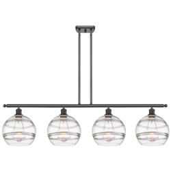 Rochester 48.25"W 4-Light Oiled Bronze Stem Island Light w/ Clear Shad