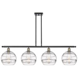 Rochester 48 1/4"W Black Brass and Clear Glass Island Pendant