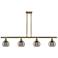 Rochester 48"W 4-Light Antique Brass Stem Island Light w/ 6" Smok