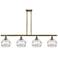 Rochester 48"W 4-Light Antique Brass Stem Island Light w/ 8" Clea