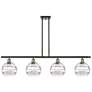 Rochester 48"W 4-Light Black Brass Stem Island Light w/ 8" Clear