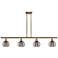 Rochester 48"W 4-Light Brushed Brass Stem Island Light w/ 6" Smok