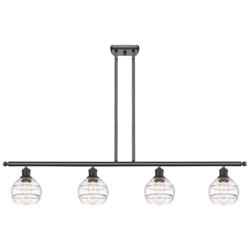 Rochester 48"W 4-Light Oiled Bronze Stem Island Light w/ 6" Clear
