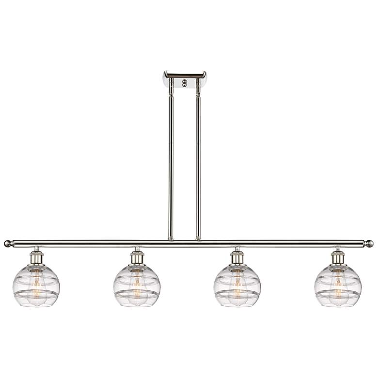 Image 1 Rochester 48"W 4-Light Polished Nickel Stem Island Light w/ 6" Cl
