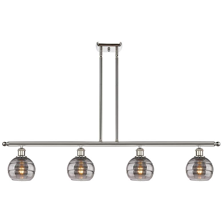 Image 1 Rochester 48"W 4-Light Polished Nickel Stem Island Light w/ 6" Sm