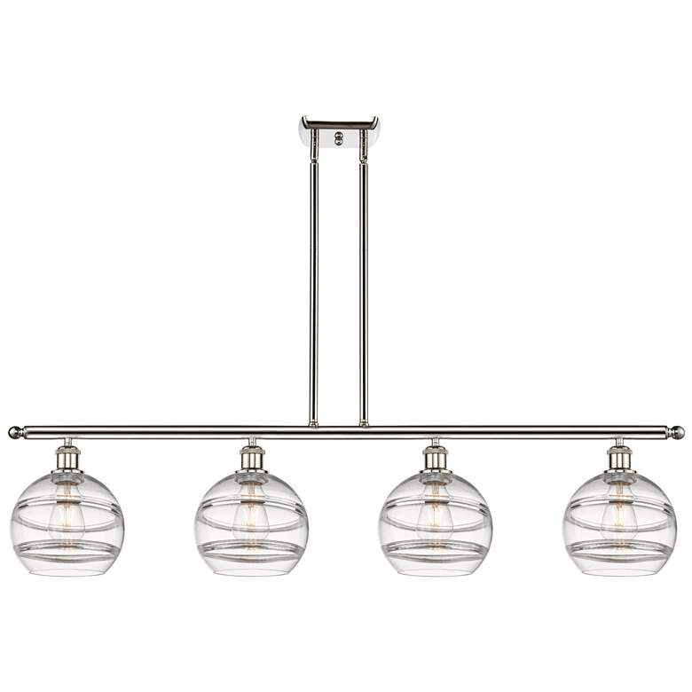 Image 1 Rochester 48"W 4-Light Polished Nickel Stem Island Light w/ 8" Cl