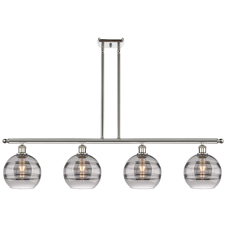 Image 1 Rochester 48"W 4-Light Polished Nickel Stem Island Light w/ 8" Sm