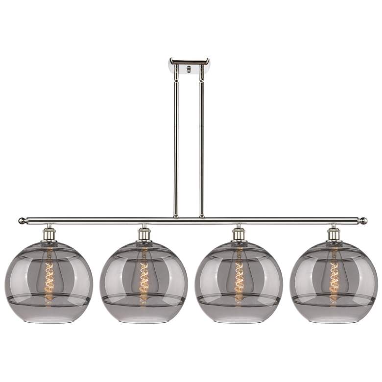Image 1 Rochester 50.25"W 4-Light Polished Nickel Stem Island Light w/ Smoke S
