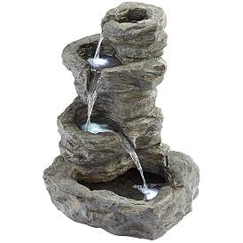 Image2 of Rock Cascade 22" Gray Stone Outdoor Fountain with LED Light
