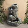 Rock Cascade 22" Gray Stone Outdoor Fountain with LED Light