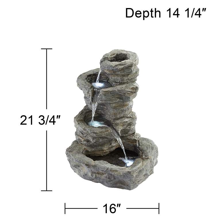 Image 6 Rock Cascade 22" Gray Stone Outdoor Fountain with LED Light more views