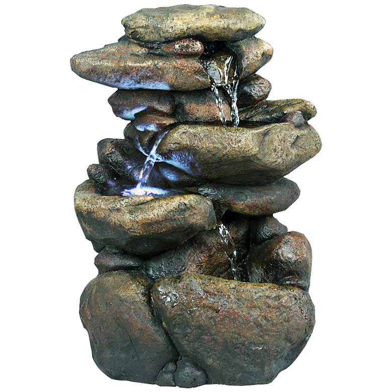 Image 2 Rock Formation 3-Tier LED 11 inch High Tabletop Fountain