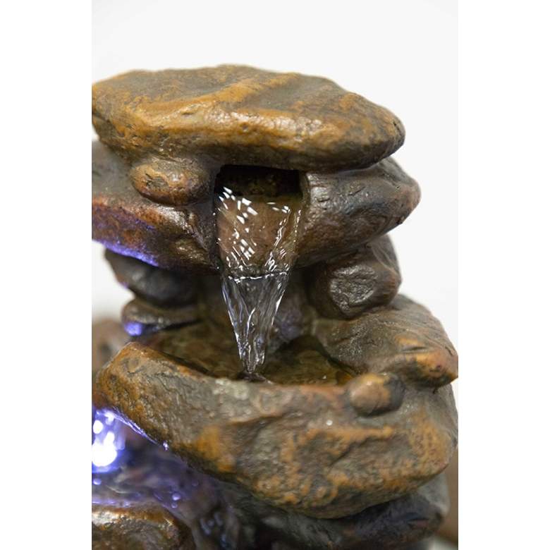 Image 5 Rock Formation 3-Tier LED 11 inch High Tabletop Fountain more views