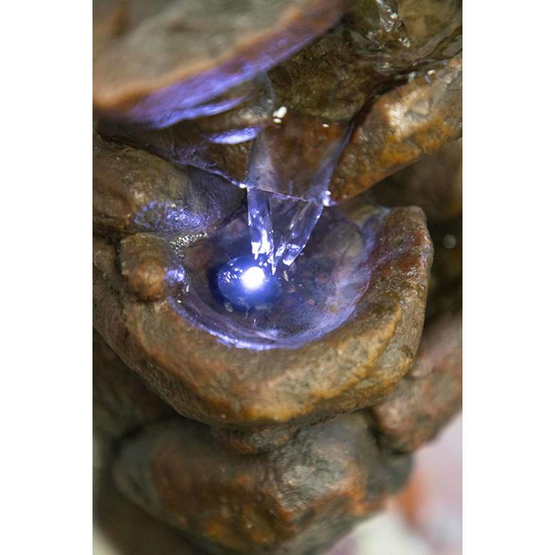 Image 6 Rock Formation 3-Tier LED 11 inch High Tabletop Fountain more views