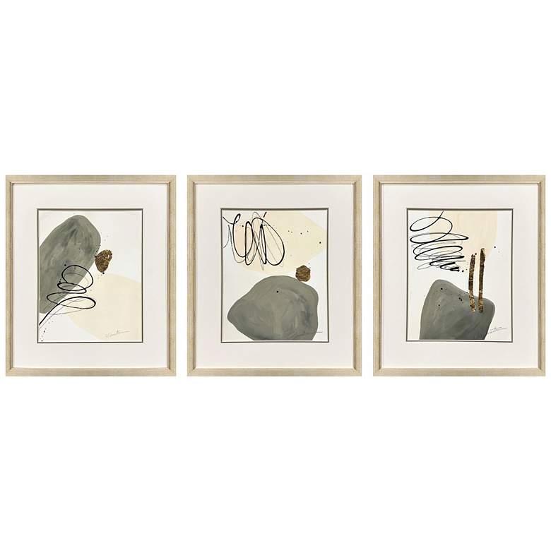 Image 1 Rock Garden 13"W x 15"H Framed Art Set of 3