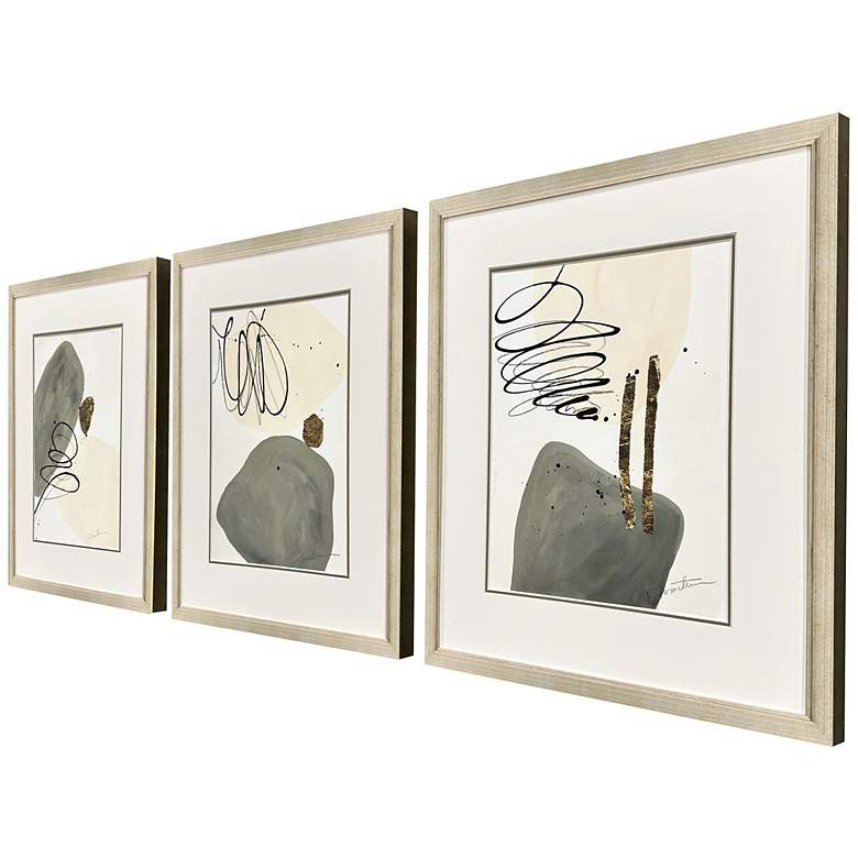 Image 2 Rock Garden 13"W x 15"H Framed Art Set of 3 more views
