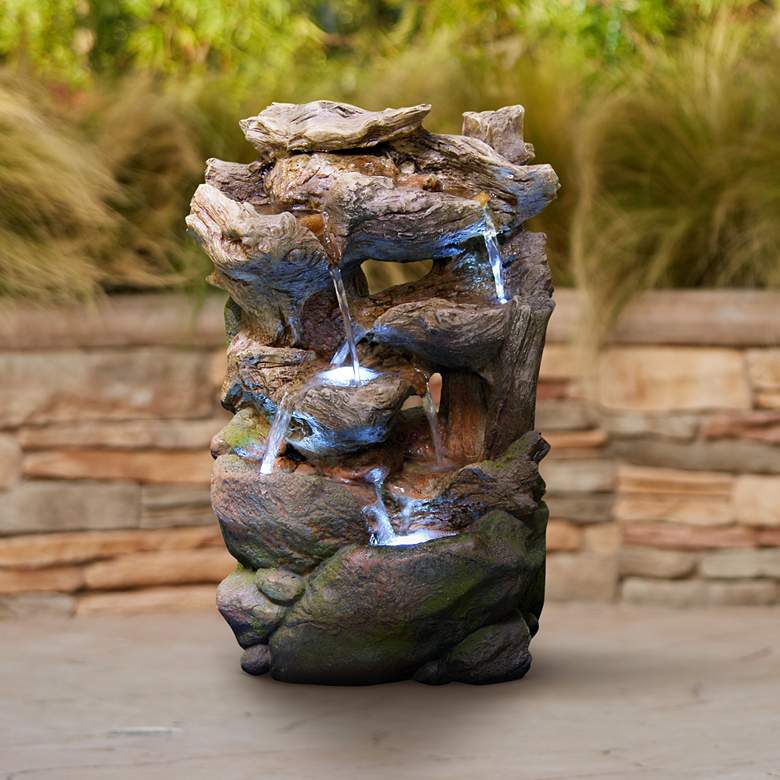 Image 1 Rock Wall Small LED Indoor - Outdoor 22 inch High Table Fountain