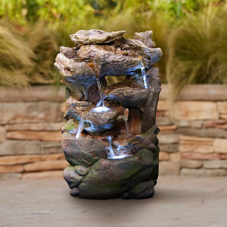 Image 1 Rock Wall Small LED Indoor - Outdoor 22" High Table Fountain