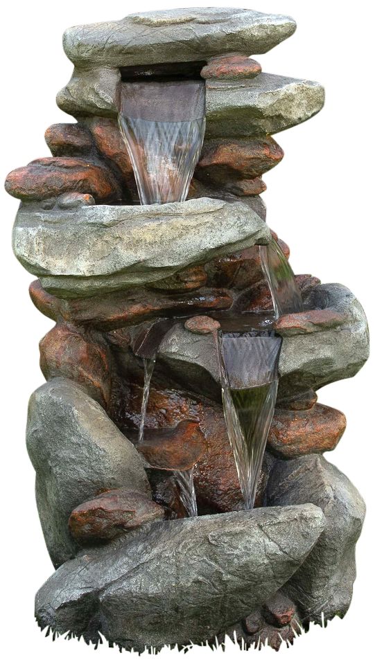 Rock Waterfall 40" High Outdoor Fountain with LED Lights X3696