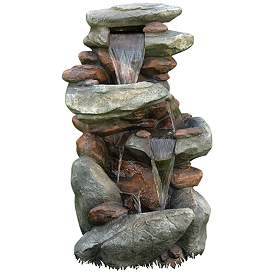 Image2 of Rock Waterfall 40" High Outdoor Fountain with LED Lights