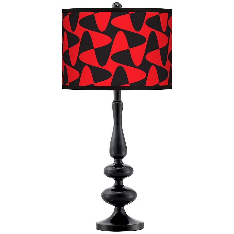 Image 1 Rockabilly Waves Giclee Paley Black Table Lamp