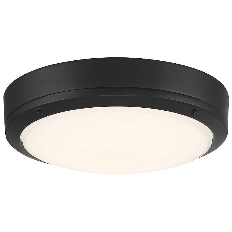 Image 1 Rockaway 11" Wide Matte Black Dual Voltage Outdoor LED Flush Mount