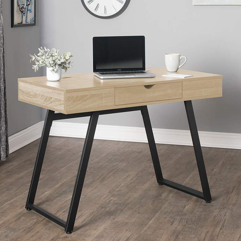Rockdale 42&quot; Wide Modern Ashwood Office Writing Desk with USB Ports