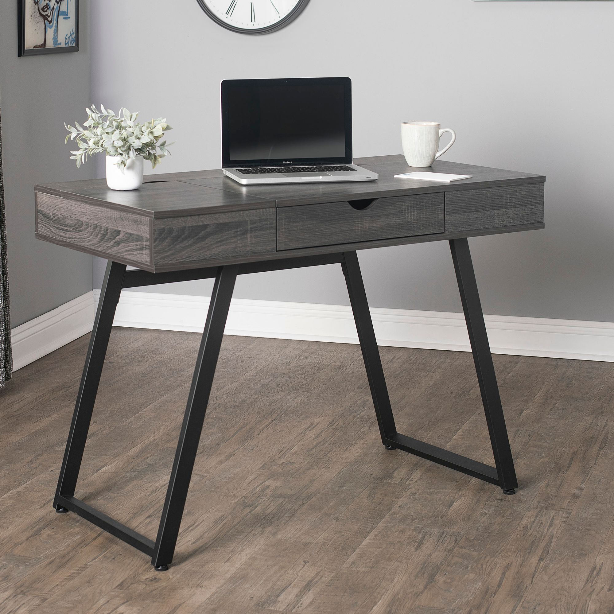 gray wood writing desk