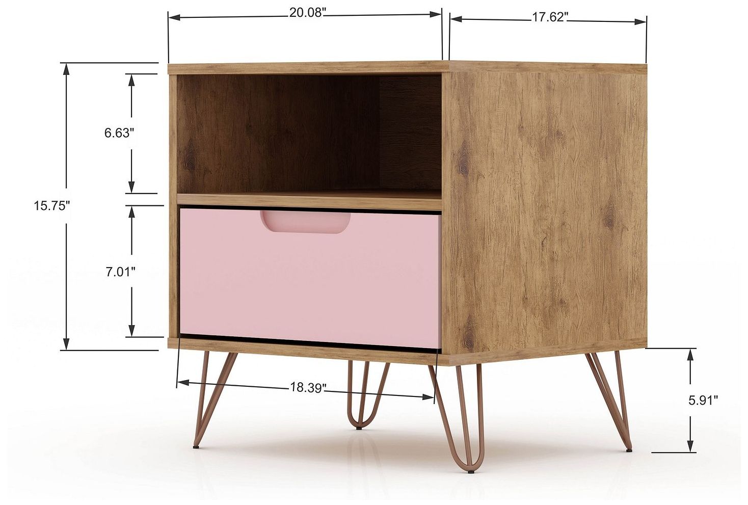 Image 3 Rockefeller 1.0 Nightstand in Nature and Rose Pink more views