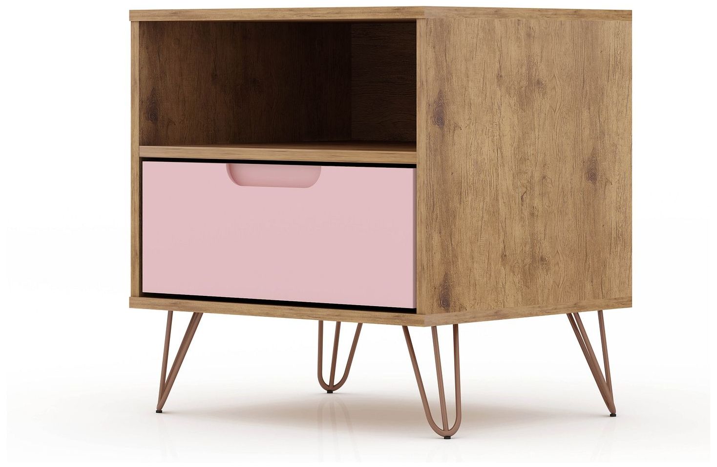 Rockefeller 1.0 Nightstand in Nature and Rose Pink