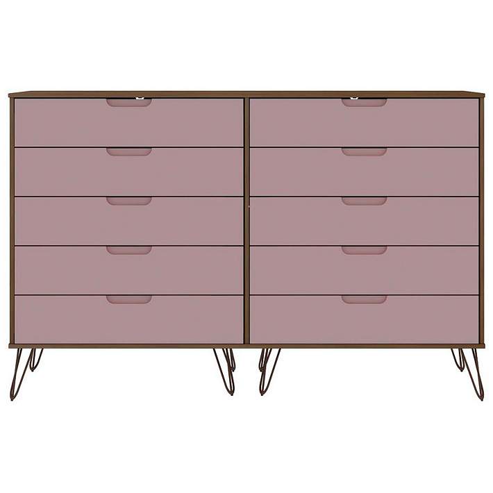 Rockefeller 10-Drawer Double Tall Dresser in Nature and Rose Pink - #5261F | Lamps Plus Rockefeller 10-Drawer Double Tall Dresser in Nature and Rose Pink - #5261F | Lamps Plus