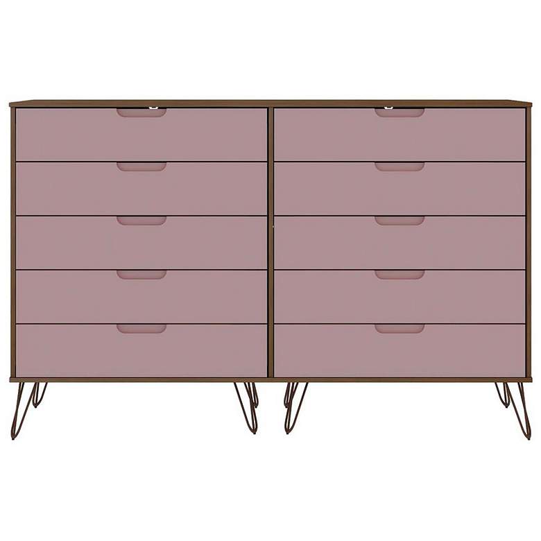 Image 1 Rockefeller 10-Drawer Double Tall Dresser in Nature and Rose Pink