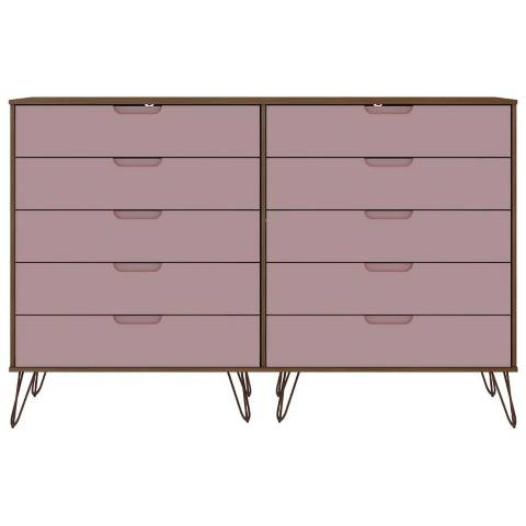 pink tall dresser WLIVE for Bedroom, 11 Drawer Chest of Drawers, Interior drawers storage space measure 30.3W x 13.8D x 8.1H Rockefeller 10-Drawer Double Tall Dresser