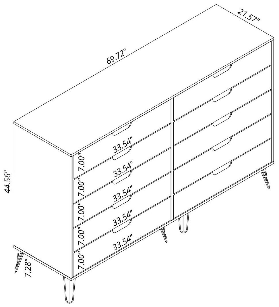 Image 3 Rockefeller 10-Drawer Double Tall Dresser in Nature and Rose Pink more views
